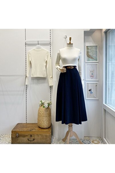 Faya Boutique Lacivert Kemerli Arain Etek