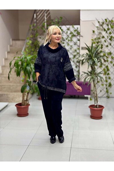 Punta Otantik Nc15517 Degaje Collar Teddy Bear Stone Embellished Italian Velvet Suit Black