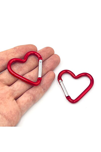 yfhobi 1 Adet - 43 mm Kalp Model Kilitli Kanca Süs Anahtarlık, Kırmızı Renk