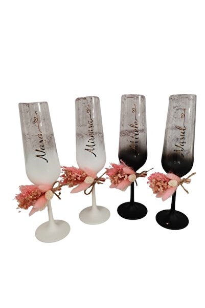 OEM Set elegant de pahare pentru miri și nași cu flori uscate criogenizate, g...