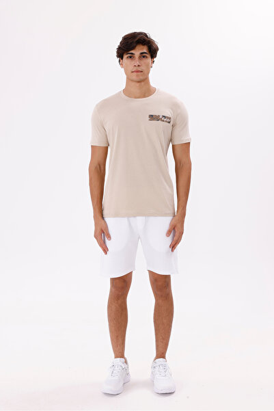 Rowinger Tricou sport din bumbac, cu imprimeu pe piept, cu decolteu rotund, c...
