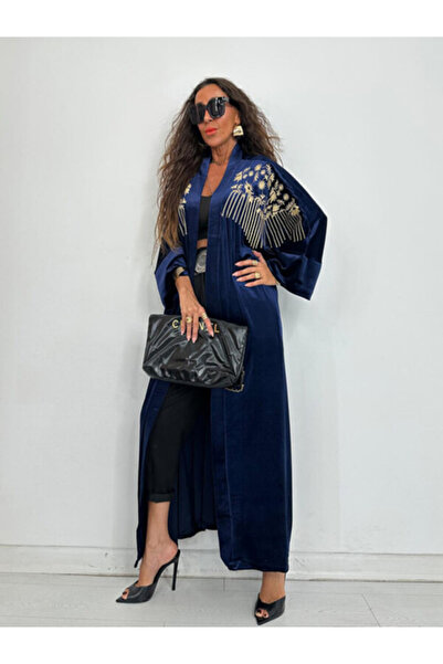 EL jadida Жіночий вишитий оксамитовий кімоно-абая