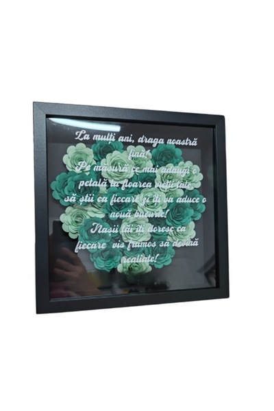 OEM Ramă 3D cu mesaj pentru fină, nuanțe de verde, 25x25 cm