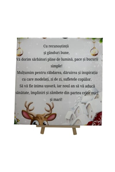 OEM Plachetă de Crăciun cu mesaj pentru profesori – Recunoștință și urări de sărbători 25x25 cm