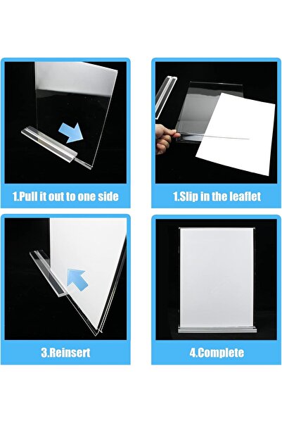 Slasa 6 Pack 8.5x11 L Type Acrylic Sign Holder Clear Plastic Tabletop Display Stand