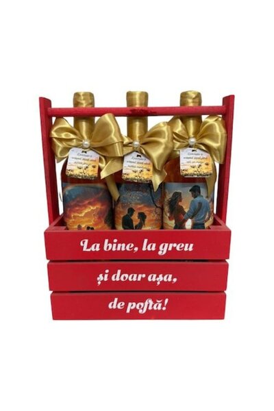 OEM Set de 3 sticle de vin personalizate – „Prin bine, prin rău și pur și sim...