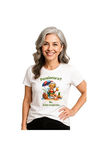 OEM Tricou personalizat alb 100% bumbac cu mesaj amuzant – „Pensionar? Nu. Ze...