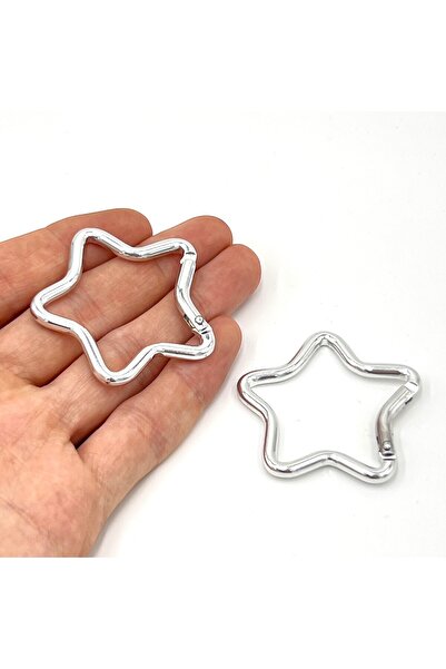 yfhobi 1 Adet - 47 mm Yıldız Model Kilitli Kanca Süs Anahtarlık, Gri Renk