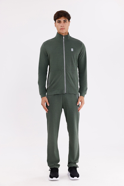 Rowinger Mock Neck Full Zippered Mercerized Textured Comfortable Fit Tracksui...