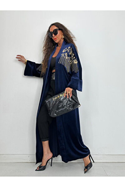 EL jadida Жіночий вишитий оксамитовий кімоно-абая