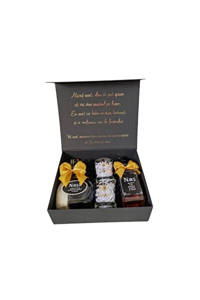 OEM Cutie cadou neagră premium cu mesaj de mulțumire pentru nași (25x35 cm)