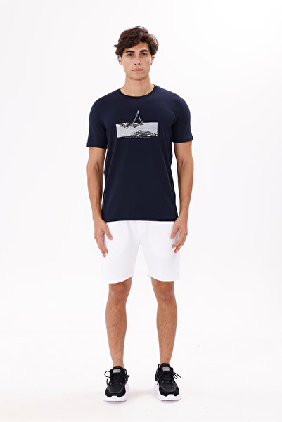 Rowinger Mountain Graphic Crew Neck Letter Detail Comfortable Fit Cotton T-Shirt