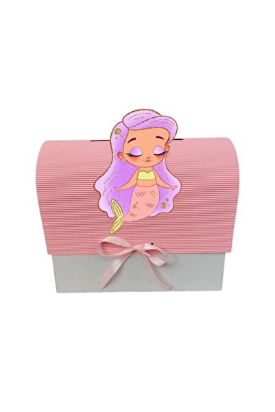 OEM Baptism gift box, 34x30x17 cm, pink, girl mermaid with purple hair