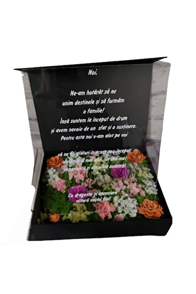 OEM Cutie premium pentru nași decorată cu flori uscate și criogenizate, model 7