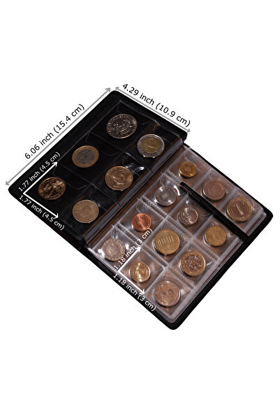 LUDOVAN Coin album, coin binder, 108 pockets, 16x11x1 cm