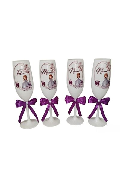 OEM Set de 4 pahare de botez — tema Prințesa Sofia