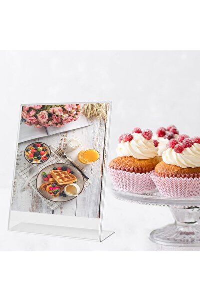 Slasa 3 Pack 8.5x11 L Type Acrylic Sign Holder Clear Plastic Tabletop Display Stand