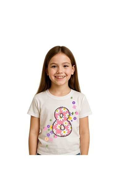 OEM - Tricou personalizat de ziua de naștere pentru fetiță, numărul 8, alb, r...