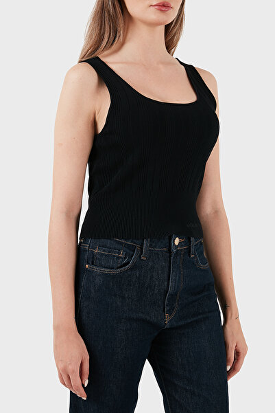 Armani Exchange Corded Fabric Slim Fit Round Neck Top Top Xw001303 Af10352 Uc001