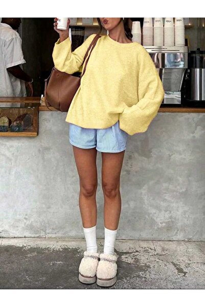 FAVORİST Мек плетен памучен джърси пуловер