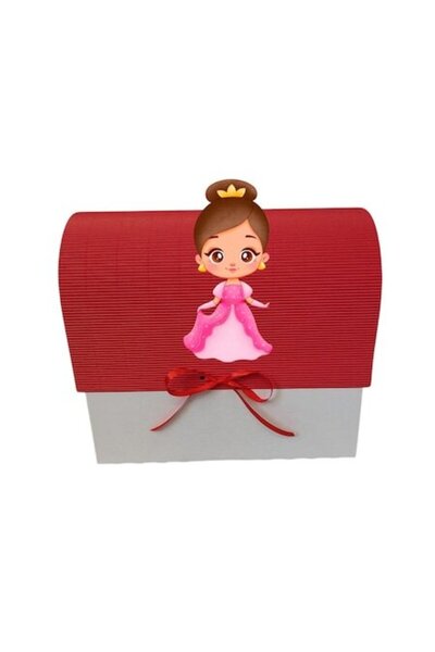 OEM Baptism gift box, 34x30x17 cm, red, princess girl