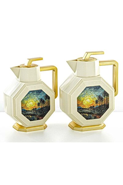 Generic Vacuum Thermose Set 0.6L + 0.95L Ivory & Gold (Tea & Coffee Rituals)