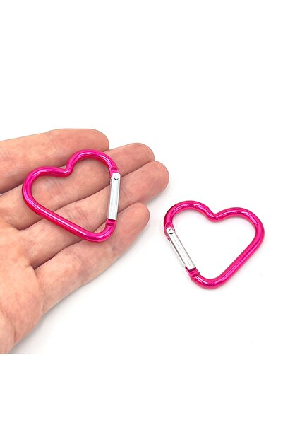 yfhobi 1 Adet - 43 mm Kalp Model Kilitli Kanca Süs Anahtarlık, Fuşya Renk