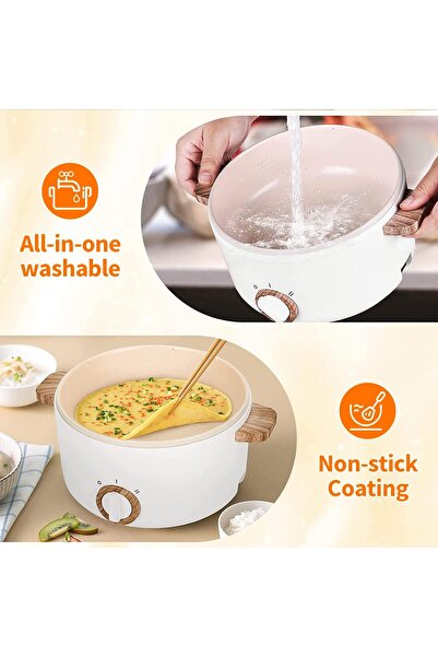 Generic 1.5L Mini Electric Cooker Nonstick Hot Pot Pan for Ramen Noodles Pasta Dorm Dual Power 600W