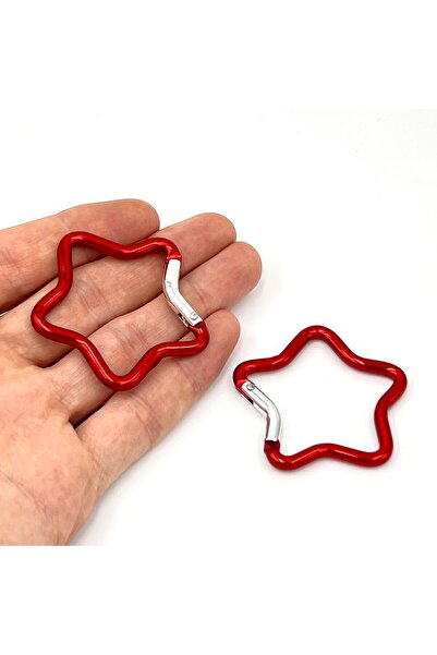 yfhobi 1 Adet - 47 mm Yıldız Model Kilitli Kanca Süs Anahtarlık, Kırmızı Renk