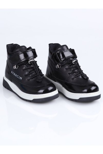 WORLD KİDS 6088 Genuine Leather Boots P.-Black - 26