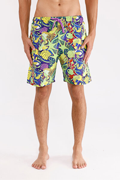 Rowinger Deniz Temalı Desenli Hafif Dokulu Kordonlu Bel Ayarlı Yan Cepli Diz ...