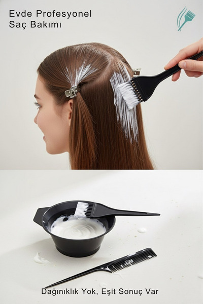 Femmelogy Saç Boyama Seti Profesyonel Uygulama İçin Fırça Tarak Ve Kase Kusursuz Dip Boya