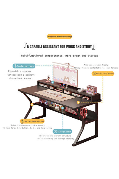 Gogoya Gaming Table Computer Desk, Gaming Desk, Office Table with Storage Study Desk for Home Office Desk