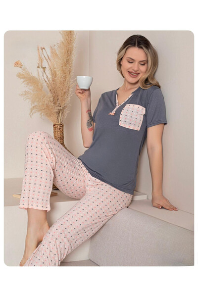 Night Star Gray Polka Dot Pajama Set