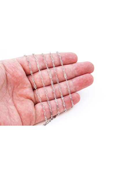 yfhobi 1 Metre- 2x5 mm Çelik Ataç Zincir, Kolye Zinciri, Takı Zinciri, Rodyum...