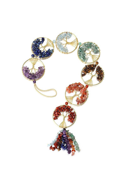 craftmystic Ornament suspendat cu 7 chakre reprezentate cu arborele vieții di...