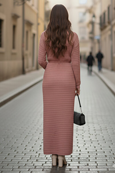 benguen Palmiye Mesh Knitwear Dress R4448 Dusty Rose