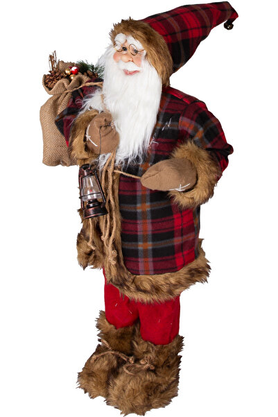 Herdekora Christmas Ornament, Santa Claus, Red-Black - Plaid Fabric, 90 cm