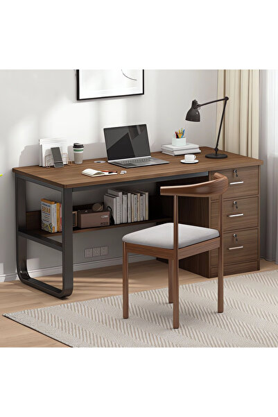 Gogoya Computer Desk with 3 Drawers, Home Office Desks and Industrial PC Desk with Storage, Study Table