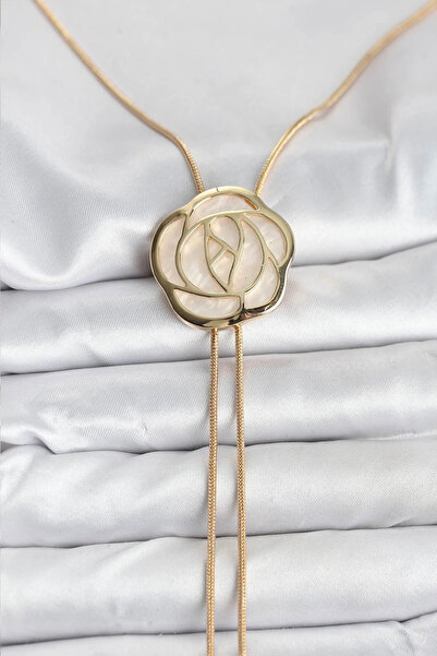 shopwave قلادة نسائية من النحاس بلون ذهبي على شكل وردة مع مصعد