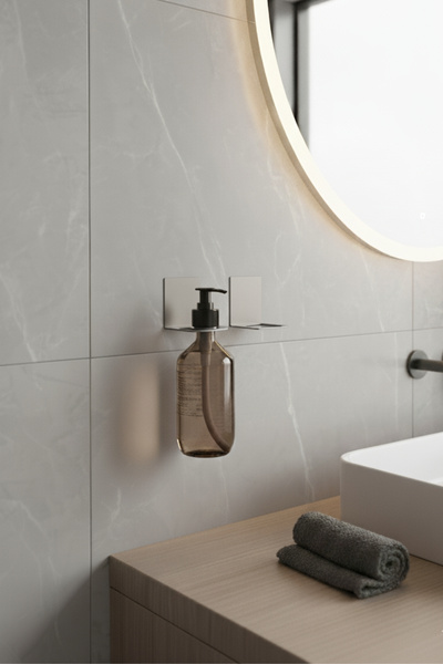 Grandmix حامل صابون سائل معدني للحمام والمطبخ، منظم حمام مثبت على الحائط