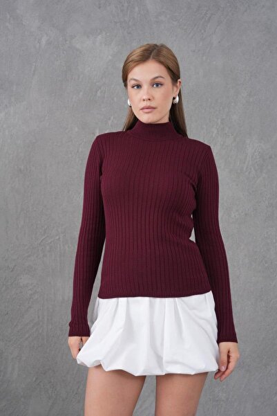 Işşıl 15861-Half Turtleneck Stretchy Knitwear Bodysuit