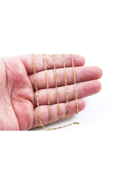 yfhobi 1 Metre- 1.5x3.5 mm Çelik Ataç Zincir, Kolye Zinciri, Takı Zinciri, Go...