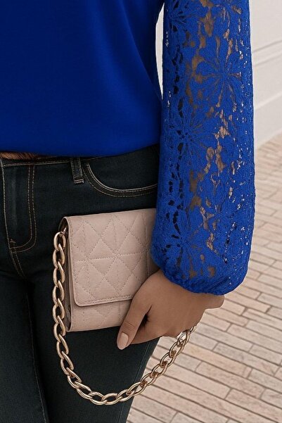 Mossta Asymmetrical Collar Lace Imported Crepe Blouse - Saks