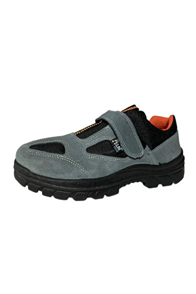 ELDİ Power Men's Grey-Orange Steel-Free Toe Suede Work Safety Shoes