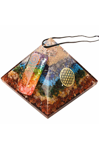 craftmystic Set colier piramidă organică de 6,5 cm și 7 chakre - protecție EMF