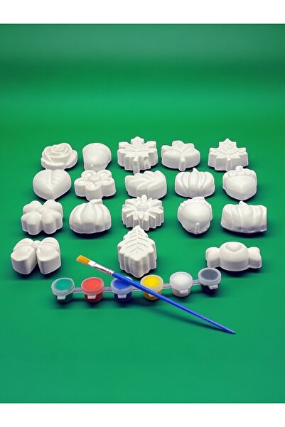 magnocandles Taş boyama Figür ve Çiçek Yaprak Kabak 18 adet Çocuk Gelişimi Et...