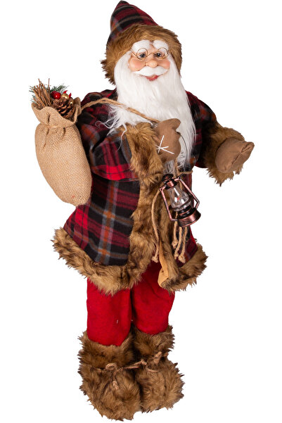 Herdekora Christmas Ornament, Santa Claus, Red-Black - Plaid Fabric, 90 cm