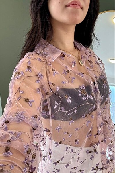 NUDEQUEEN Oversized Lace Tulle Shirt D5903