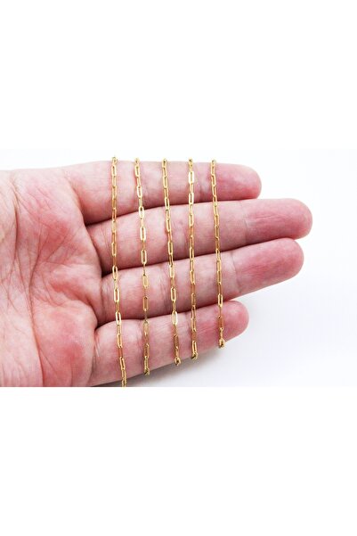 yfhobi 1 Metre- 2x5 mm Çelik Ataç Zincir, Kolye Zinciri, Takı Zinciri, Gold R...